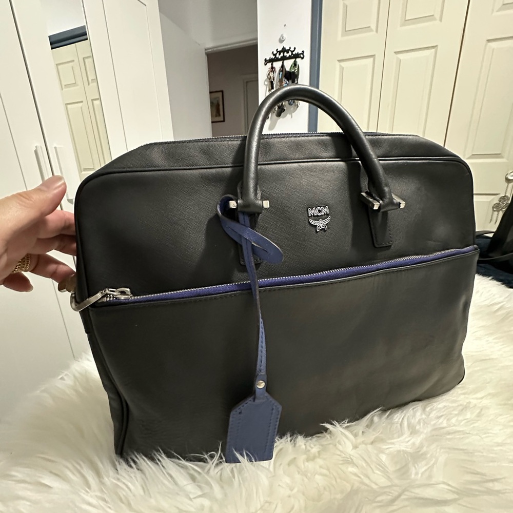 MCM Black Leather Men's Laptop Bag